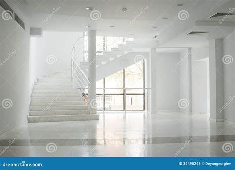 Interior of a Building with White Walls Stock Photo - Image of glass, lobby: 34490248