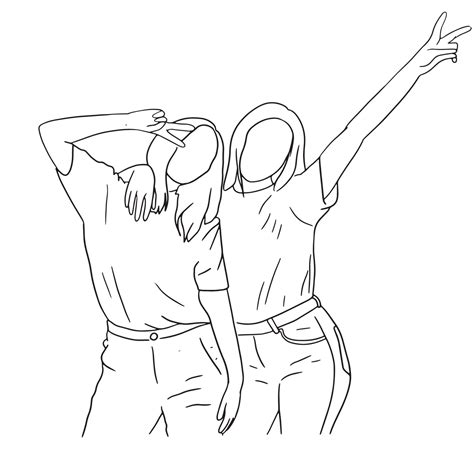 Friends Line Art, People Outline Drawing, Female Simple Sketch, Minimalist Woman Draw, Graphic ...