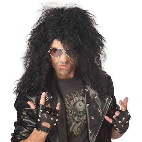 Heavy Metal Rocker Black Wig Adult Halloween Costume Accessory - Walmart.com