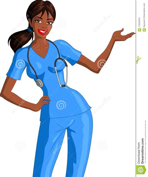 Beautiful Black Nurse stock vector. Illustration of chart - 113234013