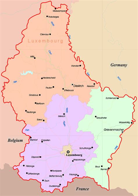 Administrative map of Luxembourg. Luxembourg administrative map ...