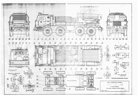 RM-70 multiple rocket launcher Blueprint - Download free blueprint for 3D modeling