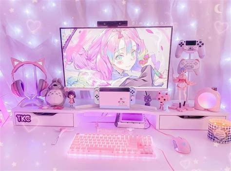 aesthetic pc setup Credit: maruunie on instagram | Gaming room setup ...