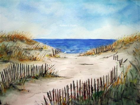 Beach Shore Print of Original Watercolor Painting beach art