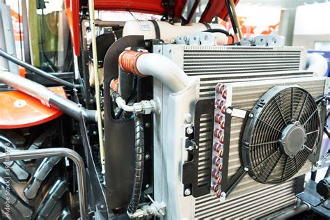 Fan and radiator cooling system of tractor Stock Photo | Adobe Stock