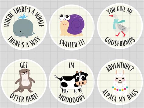 Animal Pun Printable Sticker PNG SVG Cute Animals,fun, Clip Art Pack ...