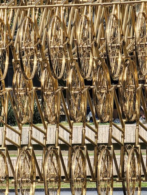 Art Installation Made of Golden Bicycles · Free Stock Photo