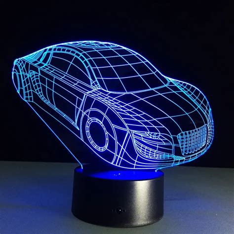 Cool Car Acrylic 3D Lamp 7 Color Chang Small Night Light Baby Remote ...