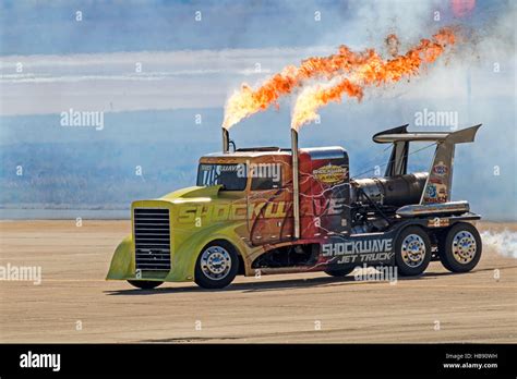 Jet truck Shockwave drag racing at San Diego Air Show performance Stock Photo - Alamy