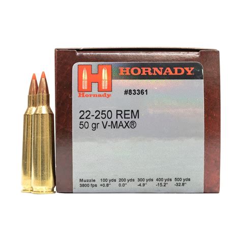 Hornady Varmint Express .22-250 Remington 50gr V-Max Ammo 50 Rounds