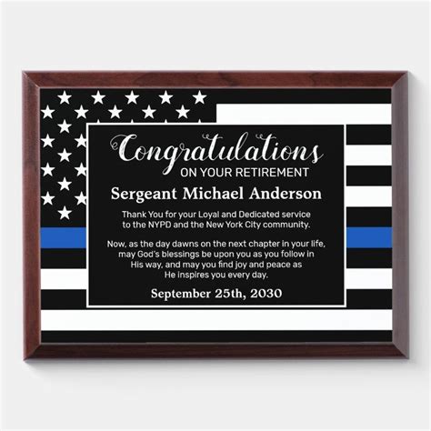 Law Enforcement Custom Police Officer Retirement Award Plaque Zazzle ...