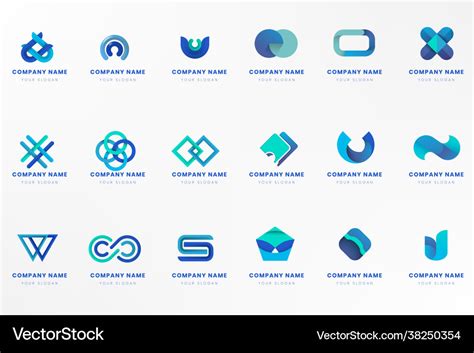 Blue logo branding design set Royalty Free Vector Image