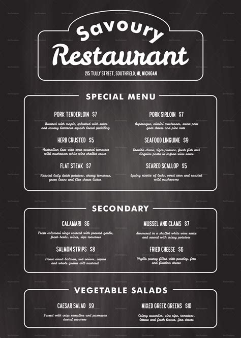 Free Chalkboard Menu Template