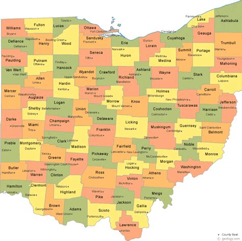 Ohio Cities Map | Color 2018