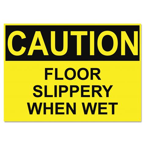 OSHA Safety Signs, CAUTION SLIPPERY WHEN WET, Yellow/Black, 10 x 14 ...