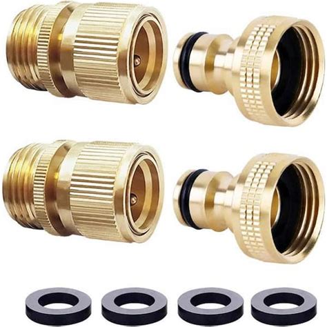 Garden Hose Quick Connect Solid Brass Quick Connector Garden Hose Fitting Water Hose Connector 3 ...