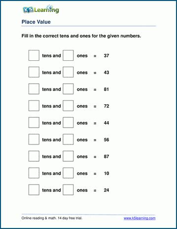 Place Value Worksheets | K5 Learning