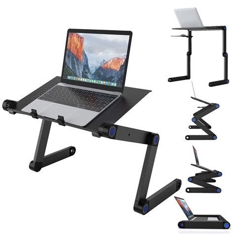 2Pack SLYPNOS Adjustable Laptop Stand Folding Portable Standing Desk with Front Lip and ...