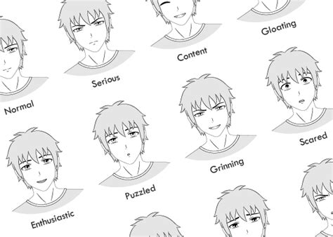 12 Anime Male Facial Expressions Chart & Tutorial - AnimeOutline