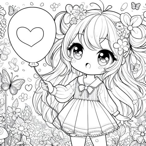 A Cute Anime Girl coloring page - Download, Print or Color Online for Free