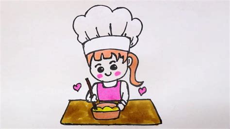 HOW TO DRAW A GIRL COOKING || HOW TO DRAW A CHEF - YouTube