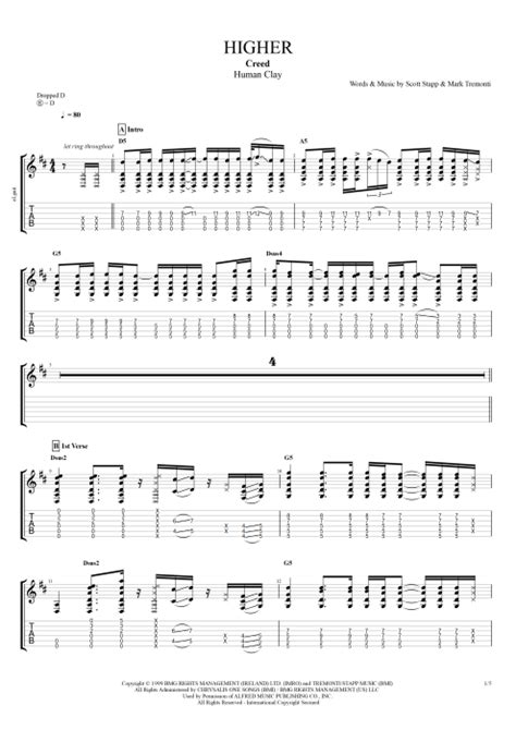 Higher by Creed - Full Score Guitar Pro Tab | mySongBook.com