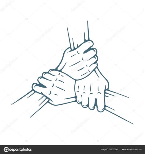 Join Hands Together Three Hands Holding Each Other Isolated White Stock ...