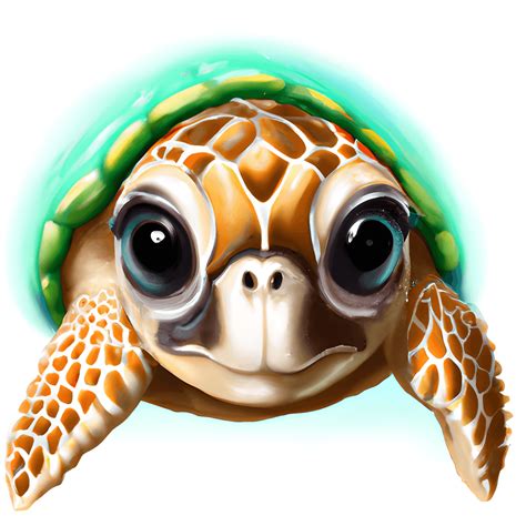 Cute Cartoon Baby Sea Turtle