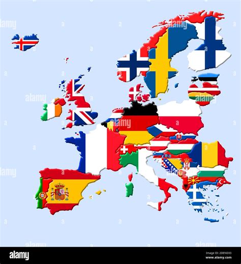 3D map of Europe with countries' flags Stock Photo - Alamy