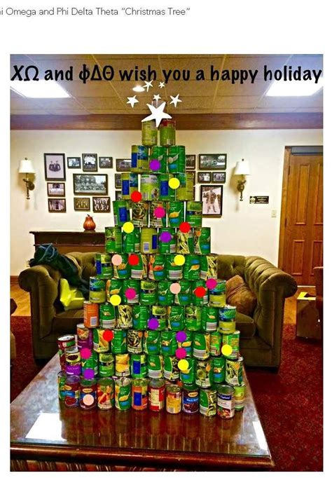 KU Student Canned Food Sculpture Contest | Food sculpture, Holiday decor, Christmas tree