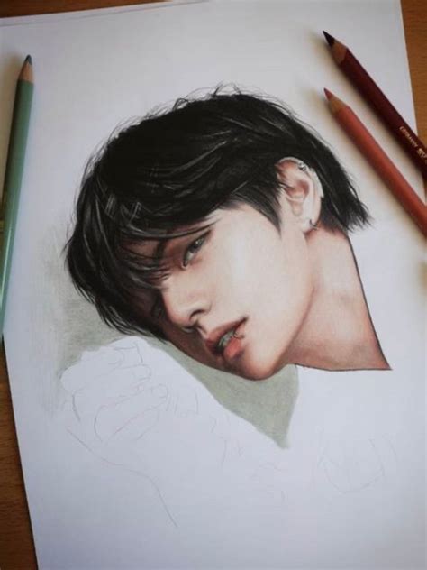 BTS Jungkook Taehyung Colored Pencil Drawing PRINT From Original Fanart | ubicaciondepersonas ...