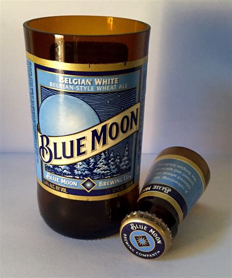 Blue Moon Beer Bottle Shot Glass & Chaser Set. Recycled Glass