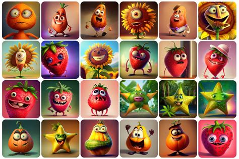 360 Funny fruits and vegetables, Printable Funny Fruit & Vegetable Des By MimozaStudio ...