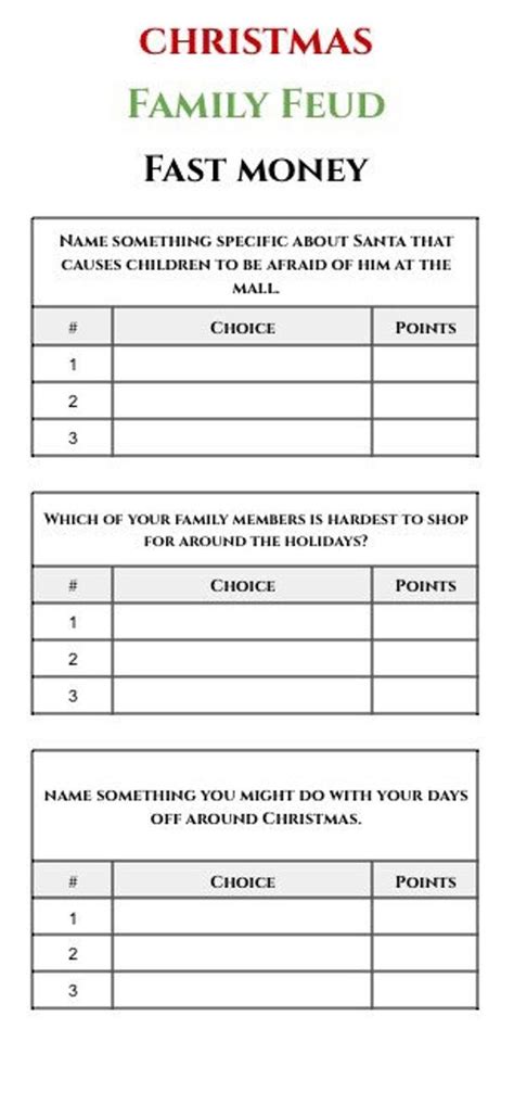 Free Family Feud Questions And Answers Printable