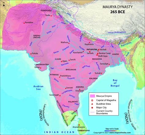 Map of Maurya Empire during Ashoka 265 BCE | Indian history facts ...