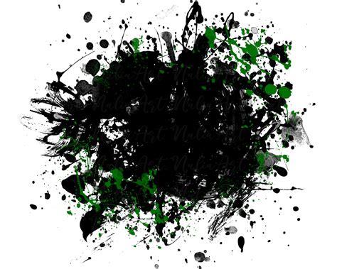 Background Paint Splatter Black Green Splash Frame Splatter Background Printable Artwork I ...