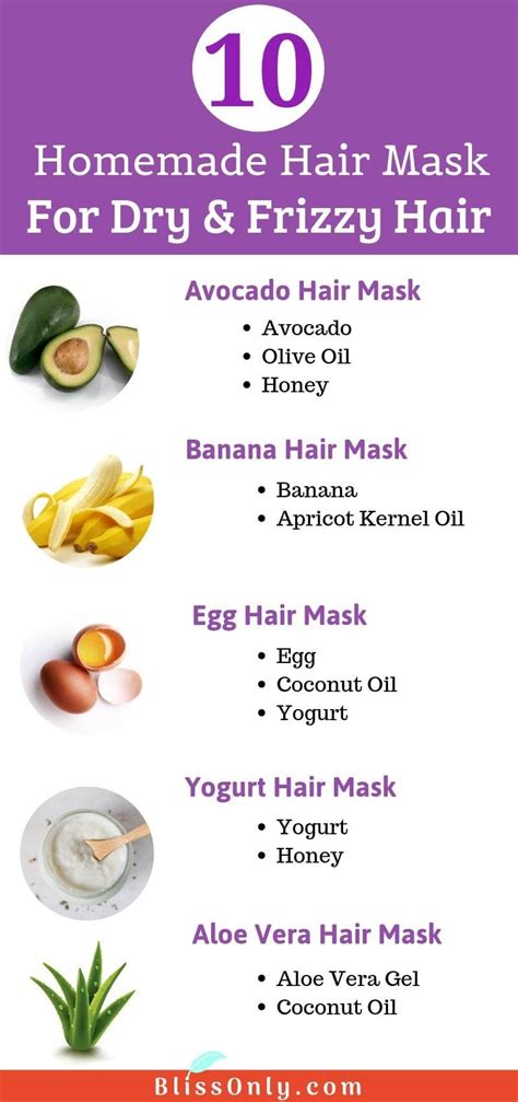 10 Homemade Hair Mask For Frizzy Hair - BlissOnly | Homemade hair mask ...