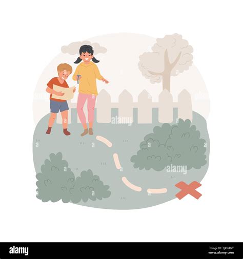 Treasure hunt isolated cartoon vector illustration. Scavenger hunt for kids, family leisure time ...