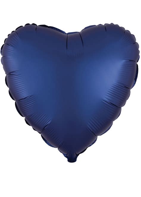 Inflated Navy Blue Satin Luxe Heart Helium Balloon