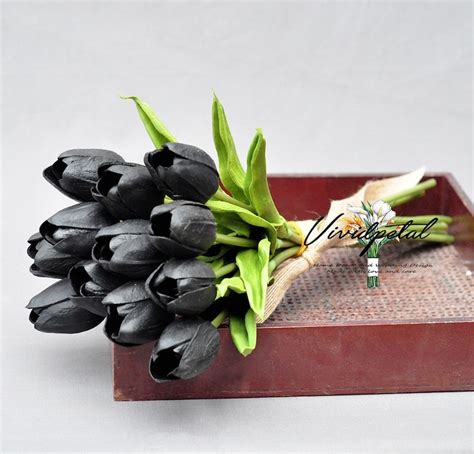 Black Tulip Real Touch Tulip Bouquet Small Black Bouquet - Etsy