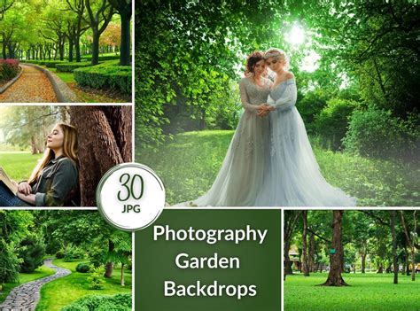 30 Photography Garden Backdrops, Digital JPG Photo Backgrounds With Green Grass, Trees, Trails ...