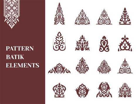 Premium Vector | Set of vector pattern batik elements motif pucuk rebung