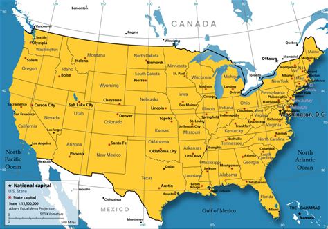 Political Map of the continental US States - Nations Online Project