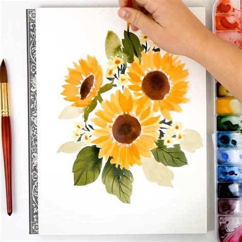 sunflower watercolor painting easy - Carmella Boothe