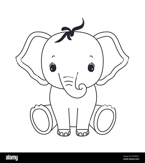 Elephant for coloring book.Line art design for kids coloring page. Coloring page outline of ...