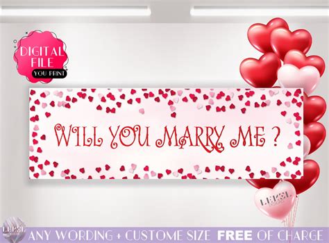 Will You Marry Me Custom Banner Printable Marry Me Signs Proposal Ideas Marriage Proposal ...