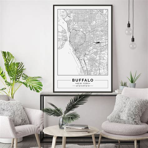 Buffalo Map Print Buffalo Map Poster Buffalo Wall Art - Etsy