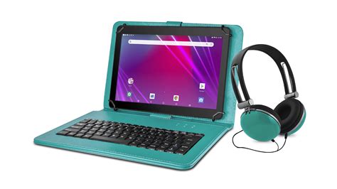 Ematic 10.1" 16GB Tablet with Android 8.1 GO + Keyboard Folio Case and Headphones, Teal ...