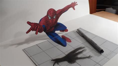 Drawing a 3D Spiderman - YouTube