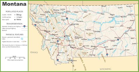 Montana Road Map Highway Map Of Montana Montana Roadmap Highway Map ...